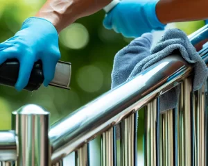 لکه بری نرده استیل راه پله 