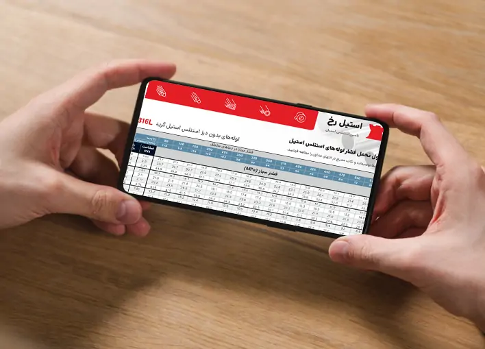 جدول فشار لوله های فولادی ضد زنگ استیل رخ